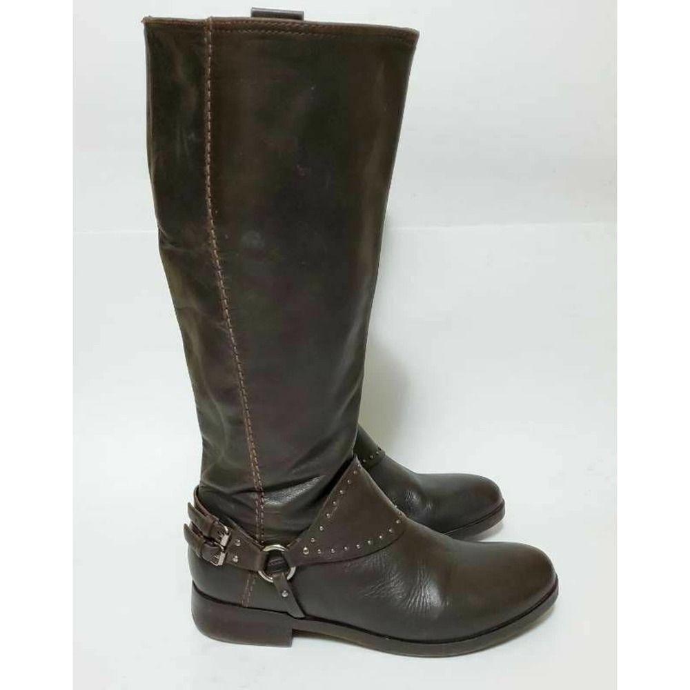 Geox Womens EU 37.5 (7-7.5) Riding Boots Tall Brown Side Zipper